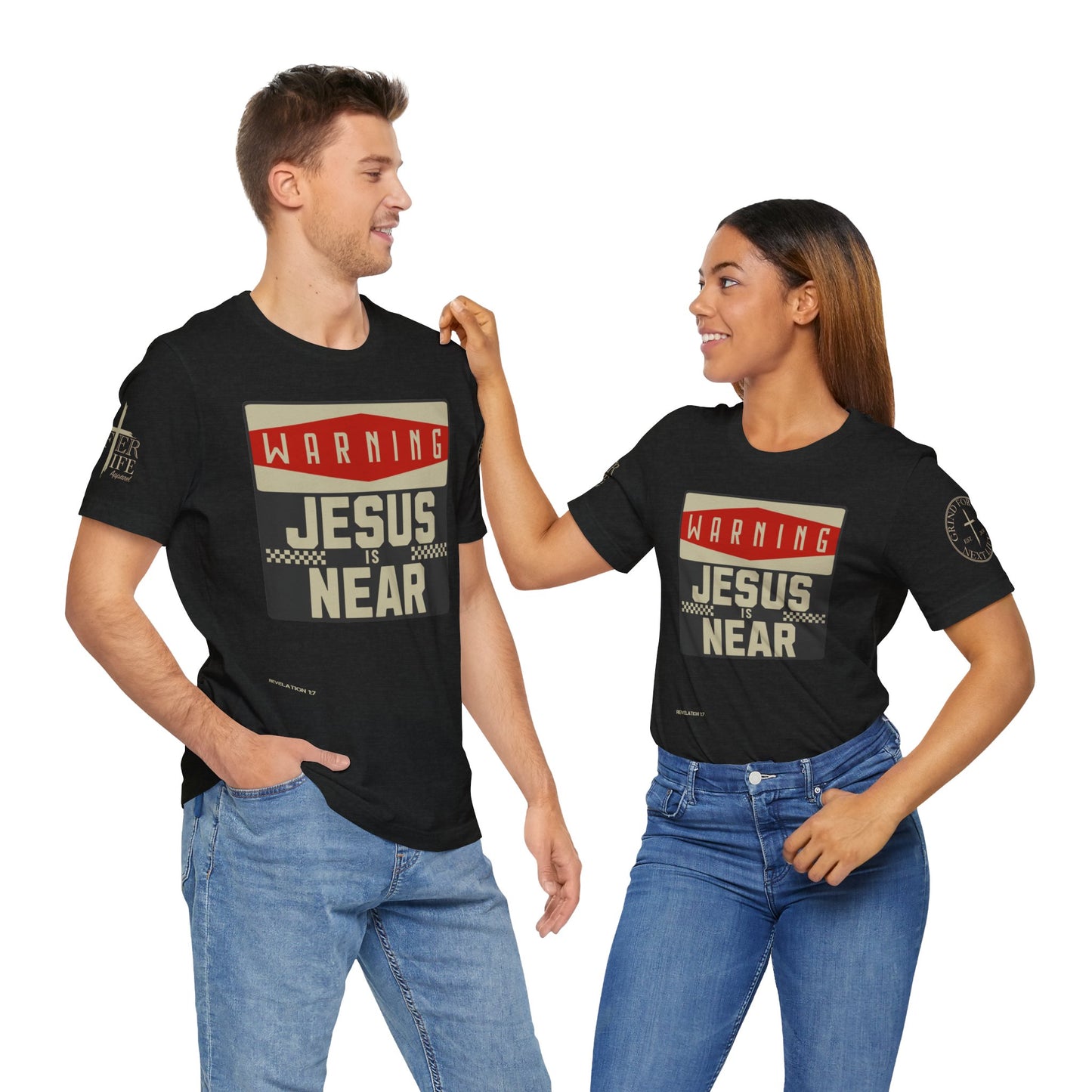 Faith Inspired Tee - Warning Jesus is Near Design